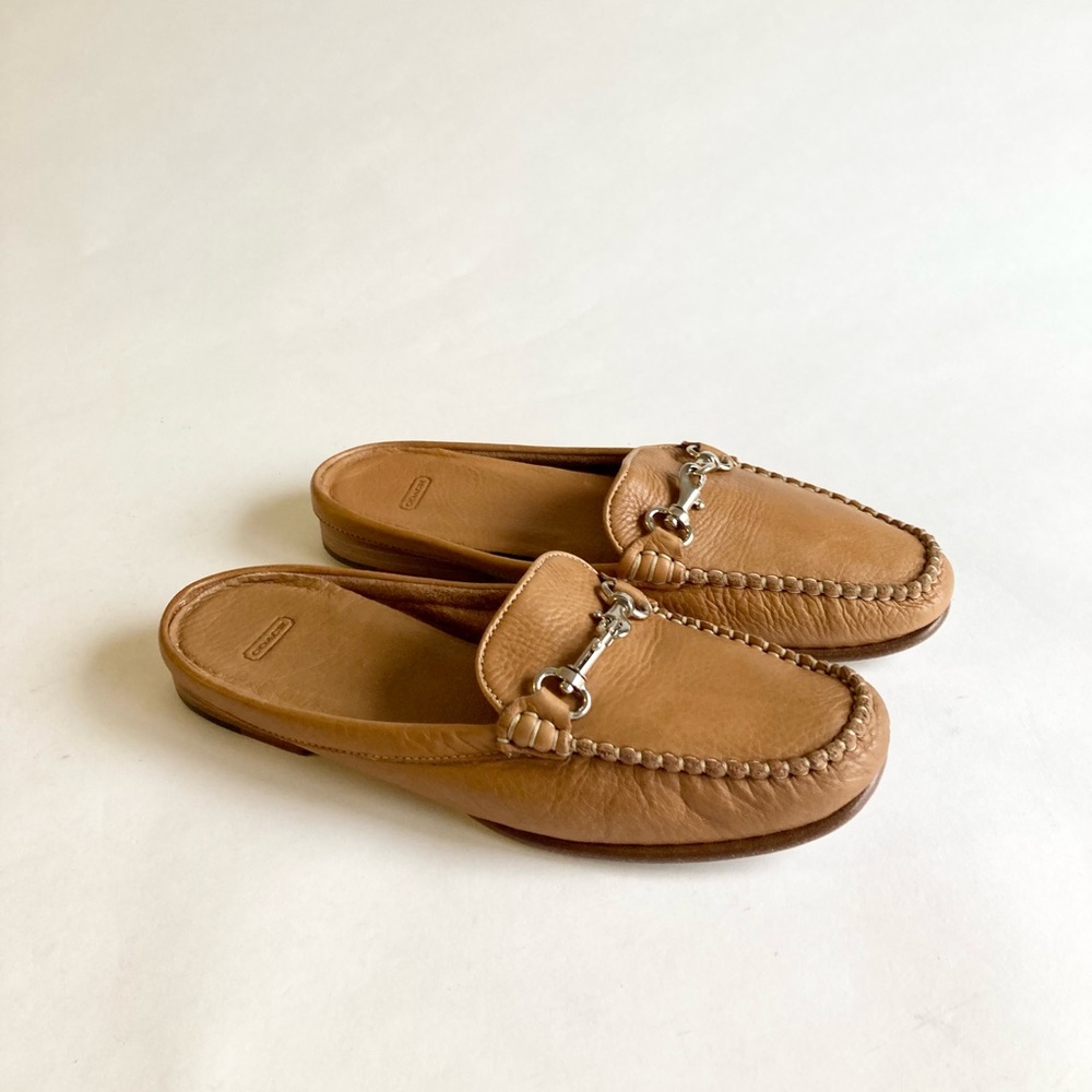 ❌SOLD❌ Coach Tan Leather Mules size 6.5